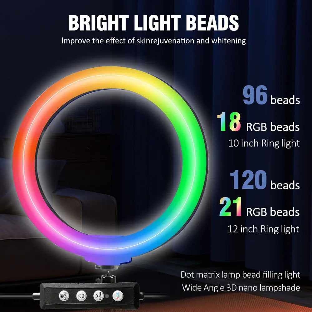 LED Selfie Ring Light Photography Stand 110cm for Mobile