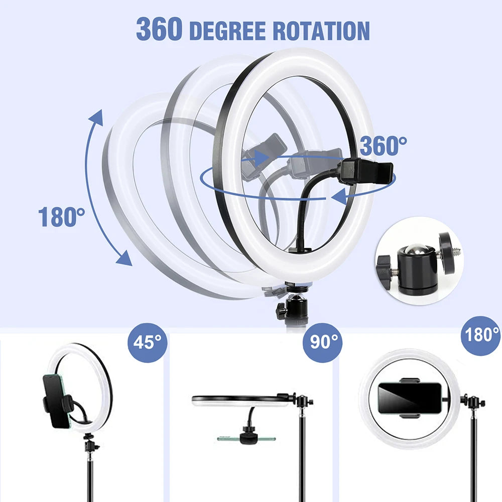 LED Selfie Ring Light Photography Stand 110cm for Mobile